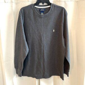 POlo Ralph Lauren Mens Shirt XL Gray Long‎ Sleeve Waffle Knit Thermal Y2K 17292